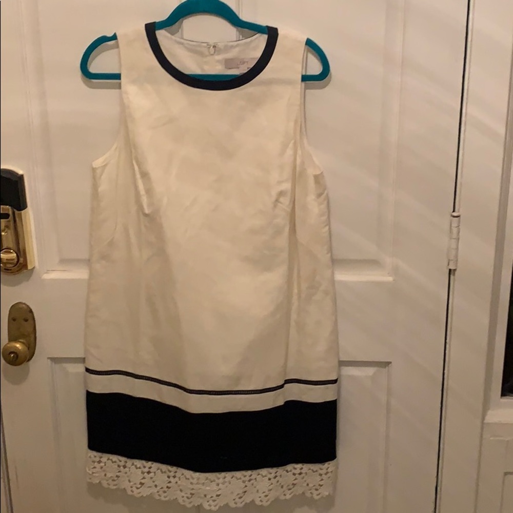 Navy and cream summer dress with lining
